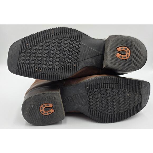 Caballo Dorado Brown‎ Leather Boots Kids 2Y Square Toe Western Cowgirl Classic - Picture 6 of 9